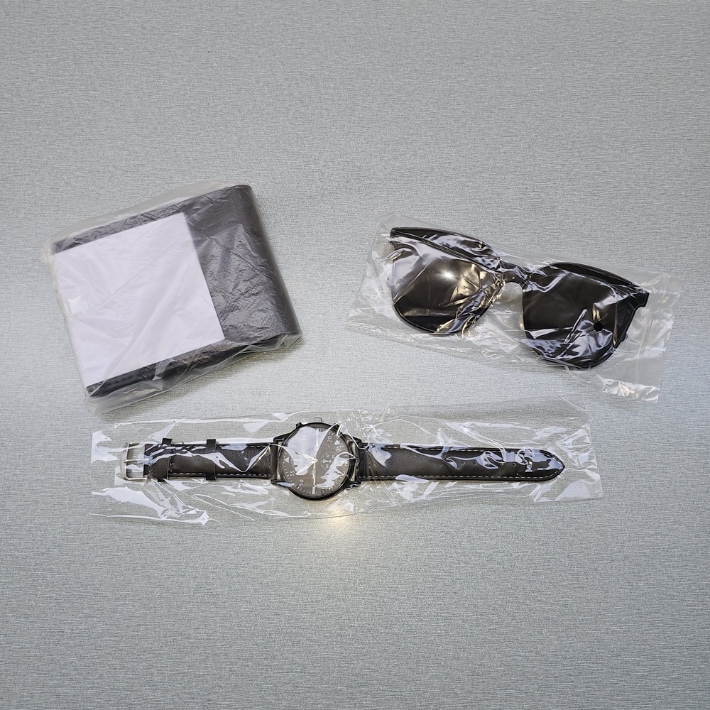 Man's Elegant Black Watch, Sunglasses, and Wallet Set - Picture 3 of 12